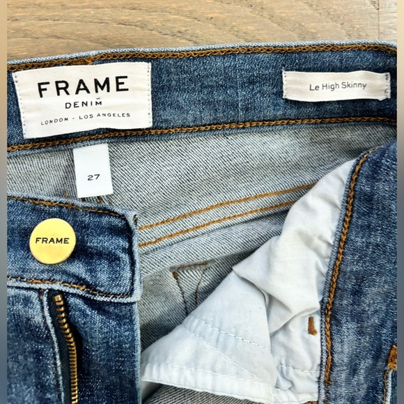 Frame Le High Skinny Jeans Women’s size 27 medium wash destructed denim - Picture 3 of 5